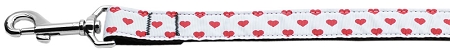 White and Red Dotty Hearts Nylon Dog Leash 3/8 inch wide 4ft Long